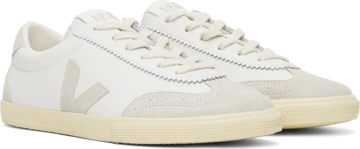 VEJA White & Gray Volley Leather Sneakers - Image 4
