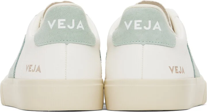 VEJA White & Green Campo Leather Sneakers - Image 2