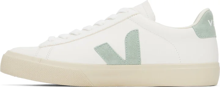 VEJA White & Green Campo Leather Sneakers - Image 3