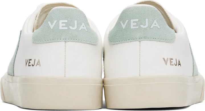 VEJA White & Green Campo Leather Sneakers - Image 2