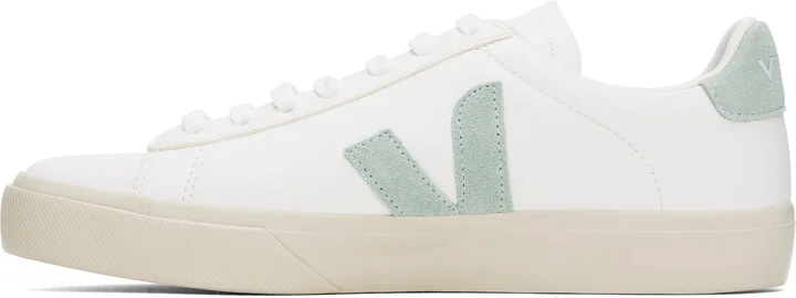 VEJA White & Green Campo Leather Sneakers - Image 3