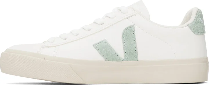 VEJA White & Green Campo Leather Sneakers - Image 3