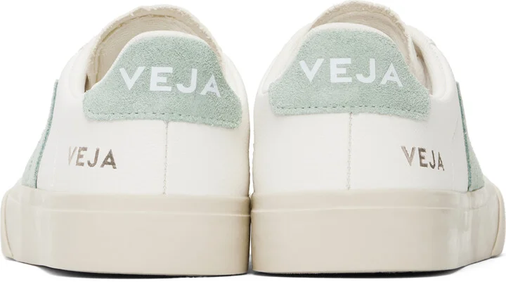 VEJA White & Green Campo Leather Sneakers - Image 2