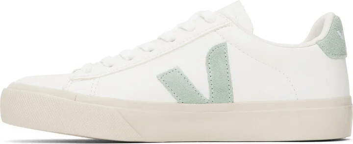 VEJA White & Green Campo Leather Sneakers - Image 3