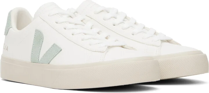 VEJA White & Green Campo Leather Sneakers - Image 4