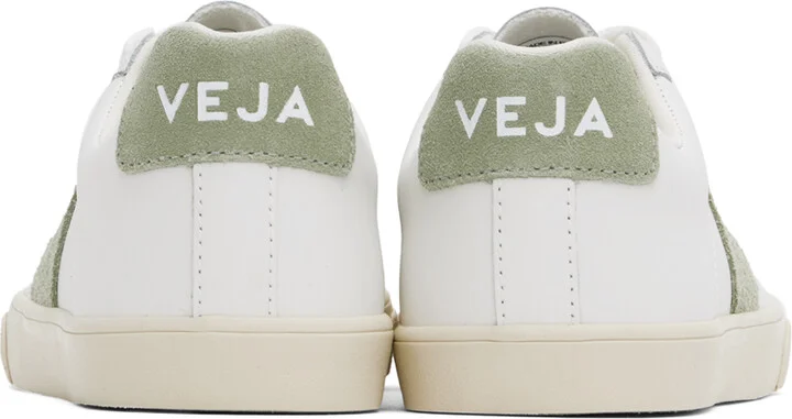 VEJA White & Green Esplar Leather Sneakers - Image 2