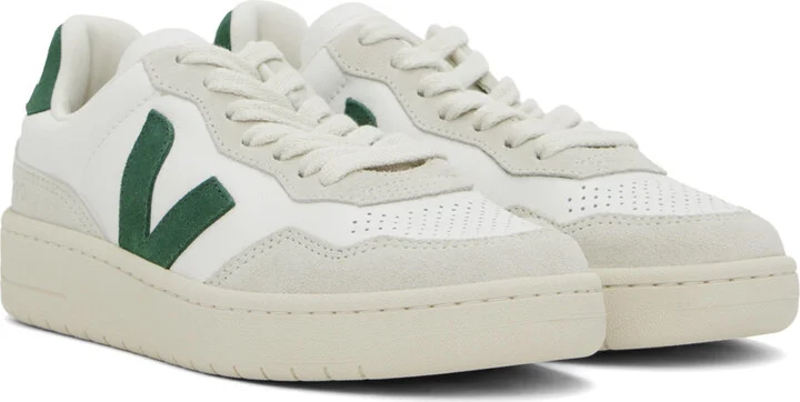 VEJA White & Green V-90 Sneakers - Image 4