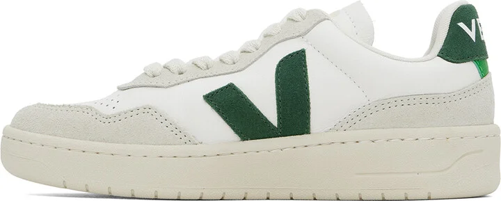 VEJA White & Green V-90 Sneakers - Image 3