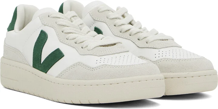 VEJA White & Green V-90 Sneakers - Image 4