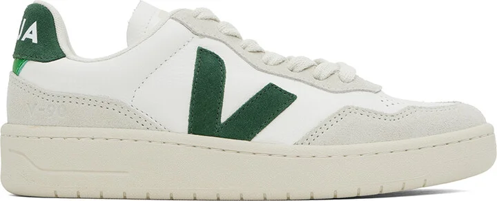 VEJA White & Green V-90 Sneakers