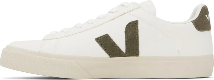 VEJA White & Khaki Campo Leather Sneakers - Image 3
