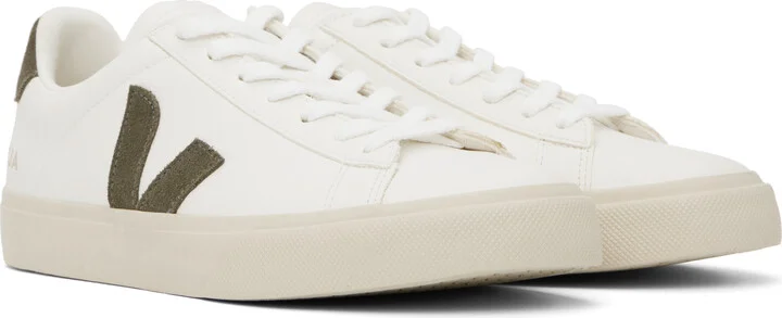 VEJA White & Khaki Campo Leather Sneakers - Image 4