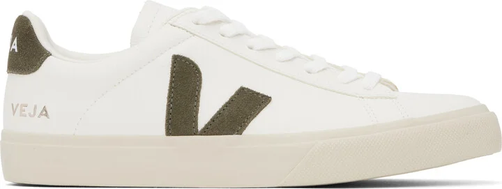 VEJA White & Khaki Campo Leather Sneakers