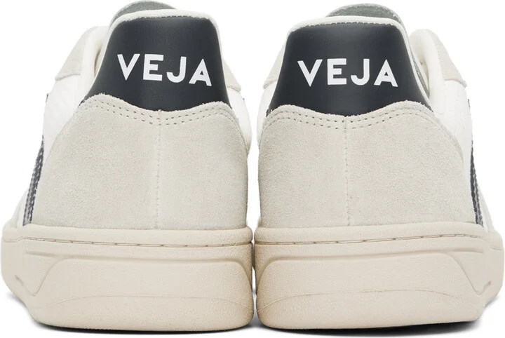 VEJA White & Navy V-10 B-Mesh Sneakers - Image 2