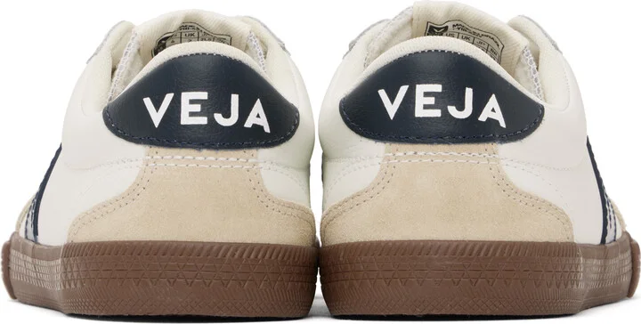 VEJA White & Navy Volley Leather Sneakers - Image 2