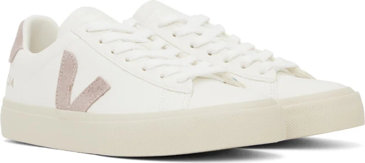 VEJA White & Pink Campo Leather Sneakers - Image 4
