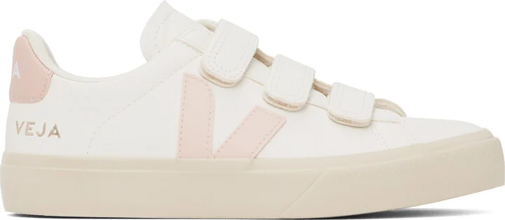 VEJA White & Pink Recife Leather Sneakers
