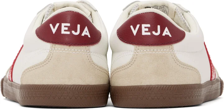 VEJA White & Red Volley Leather Sneakers - Image 2