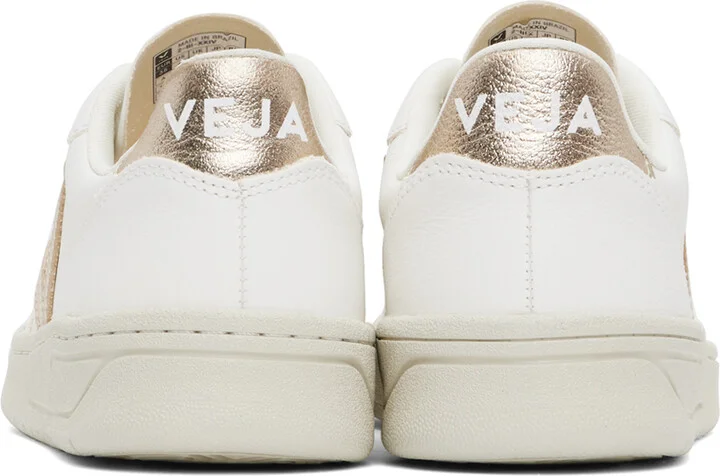VEJA White & Rose Gold V-10 Leather Sneakers - Image 2