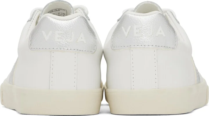 VEJA White & Silver Esplar Leather Sneakers - Image 2
