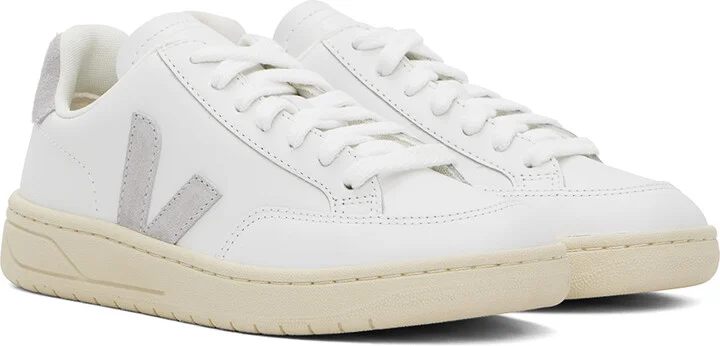 VEJA White V-12 Leather Sneakers - Image 4
