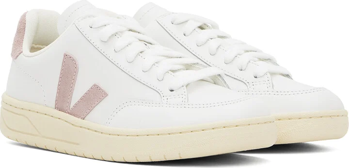 VEJA White V-12 Leather Sneakers - Image 4