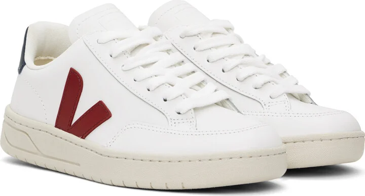 VEJA White V-12 Leather Sneakers - Image 4