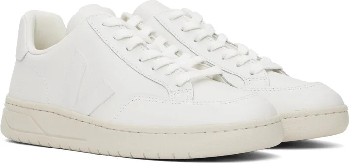 VEJA White V-12 Leather Sneakers - Image 4