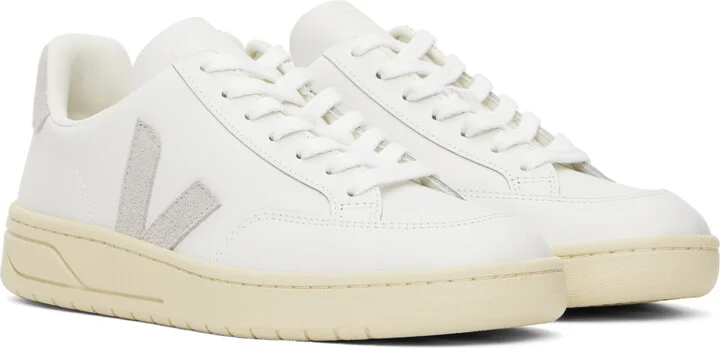 VEJA White V-12 Leather Sneakers - Image 4