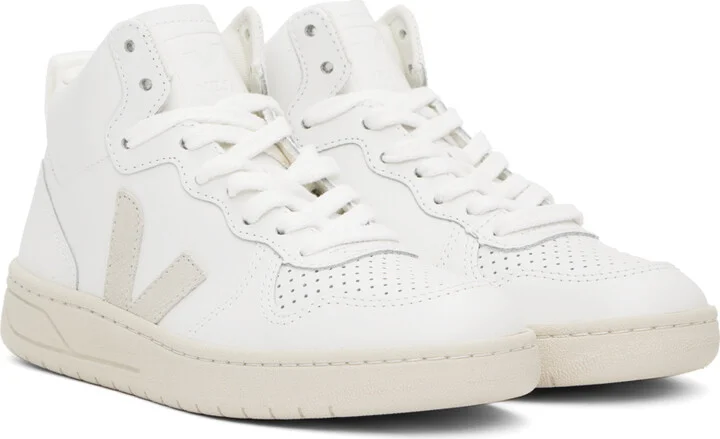 VEJA White V-15 Leather Sneakers - Image 4