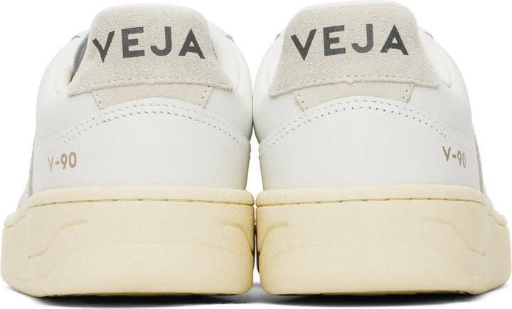 VEJA White V-90 Leather Sneakers - Image 2