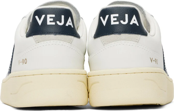 VEJA White V-90 Leather Sneakers - Image 2