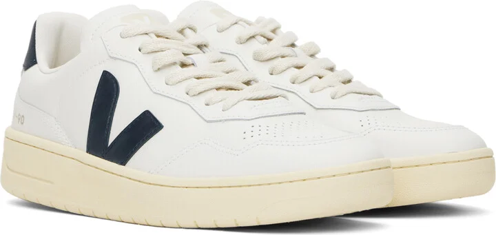 VEJA White V-90 Leather Sneakers - Image 4