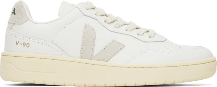 VEJA White V-90 Leather Sneakers