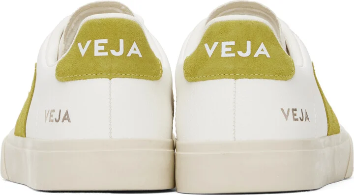 VEJA White & Yellow Campo Leather Sneakers - Image 2