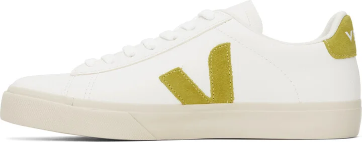 VEJA White & Yellow Campo Leather Sneakers - Image 3
