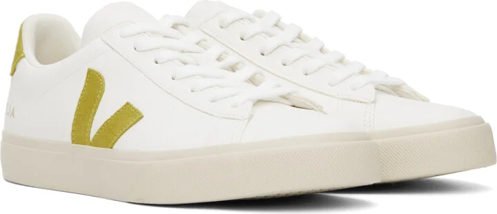 VEJA White & Yellow Campo Leather Sneakers - Image 4