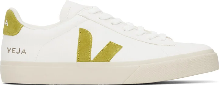 VEJA White & Yellow Campo Leather Sneakers