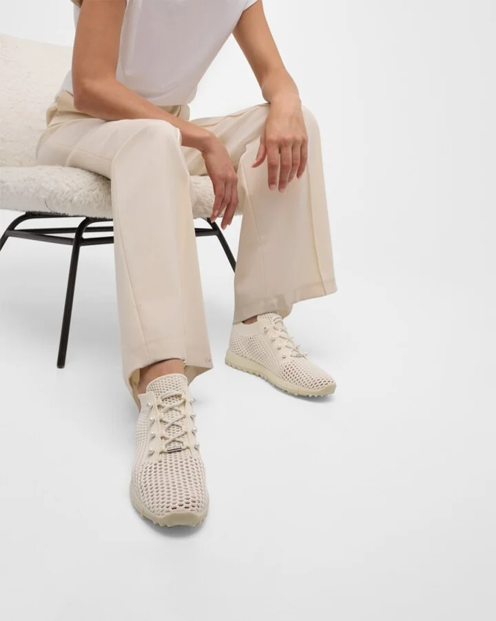 Veles Cotton Knit Pearly Stud Sneakers - Image 5