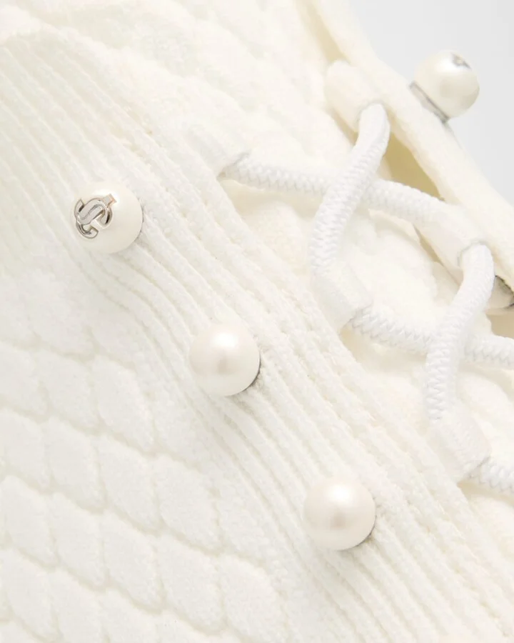 Veles Cotton Knit Pearly Stud Sneakers - Image 4