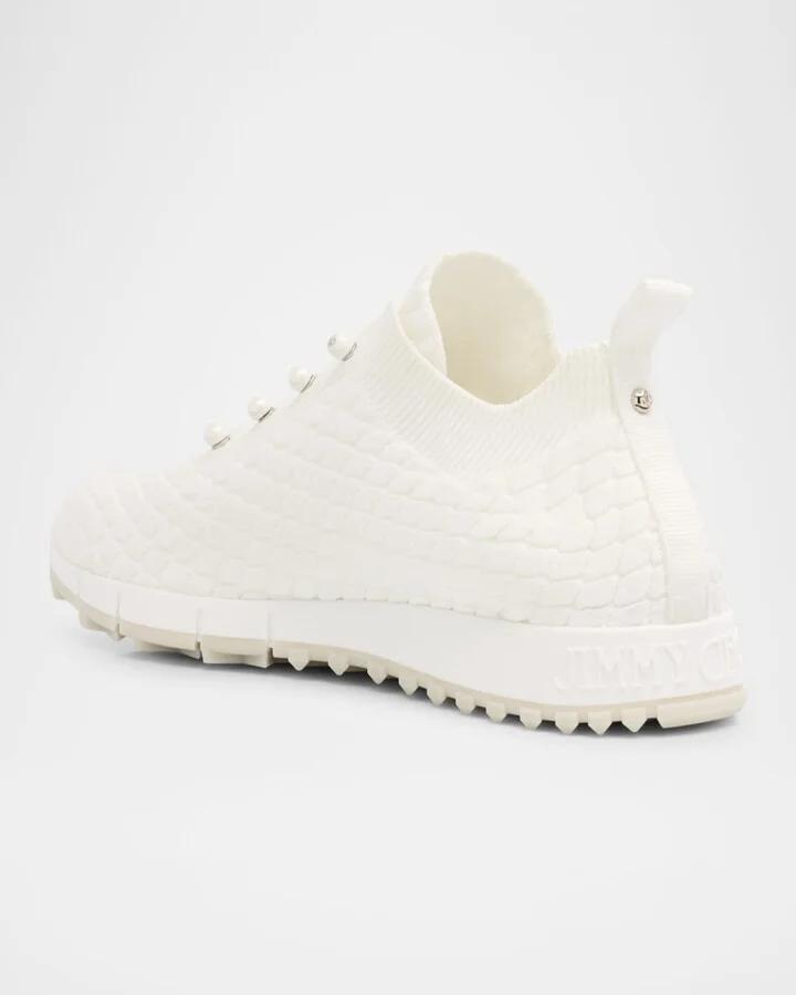 Veles Cotton Knit Pearly Stud Sneakers - Image 6