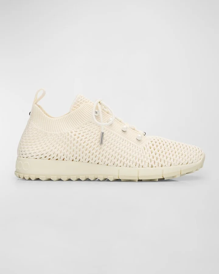 Veles Cotton Knit Pearly Stud Sneakers