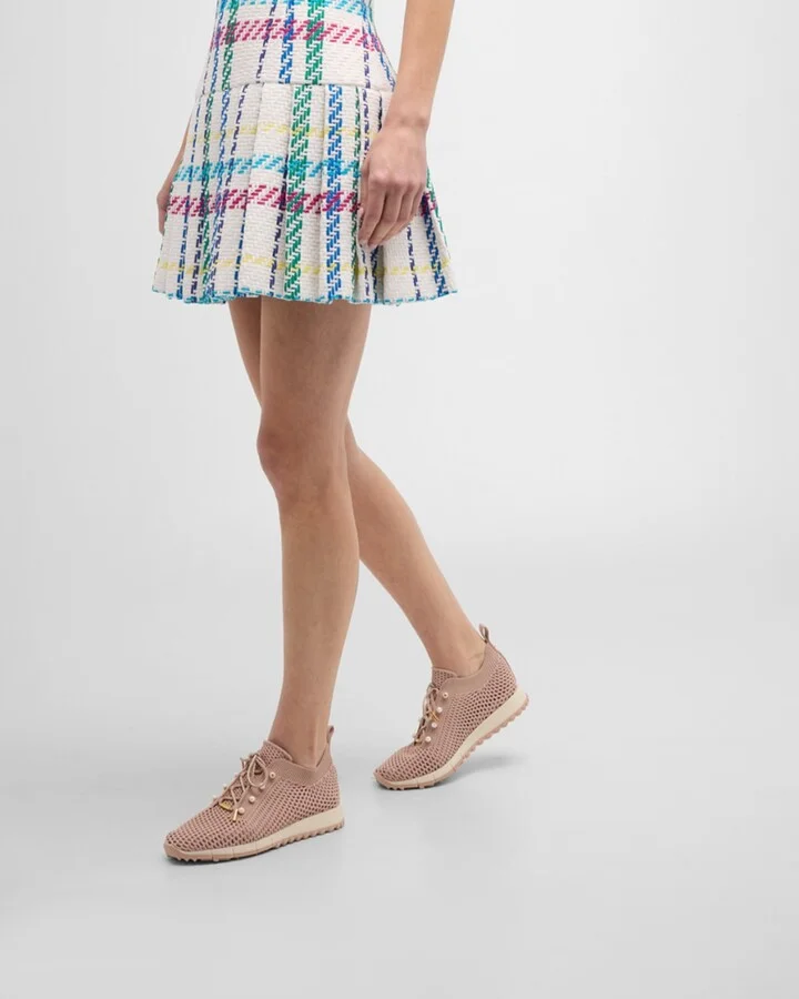 Veles Knit Pearly Lace-Up Sneakers - Image 2