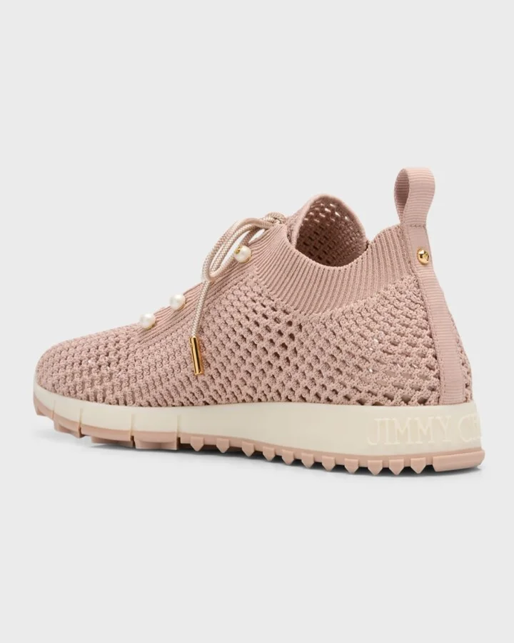 Veles Knit Pearly Lace-Up Sneakers - Image 3
