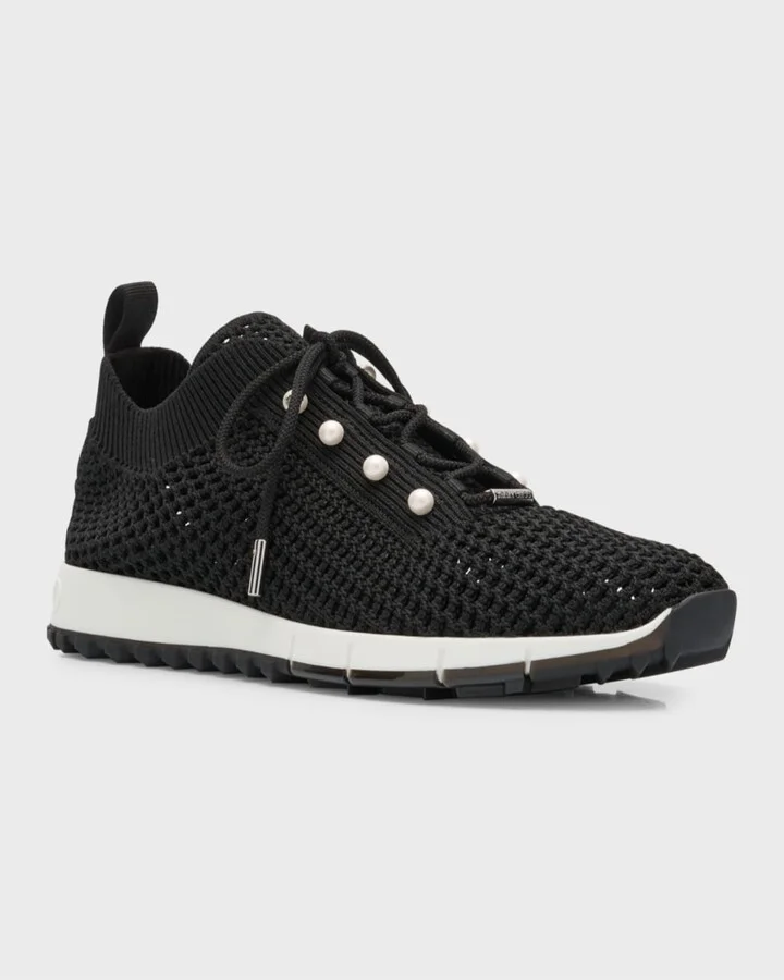 Veles Knit Pearly Lace-Up Sneakers - Image 2