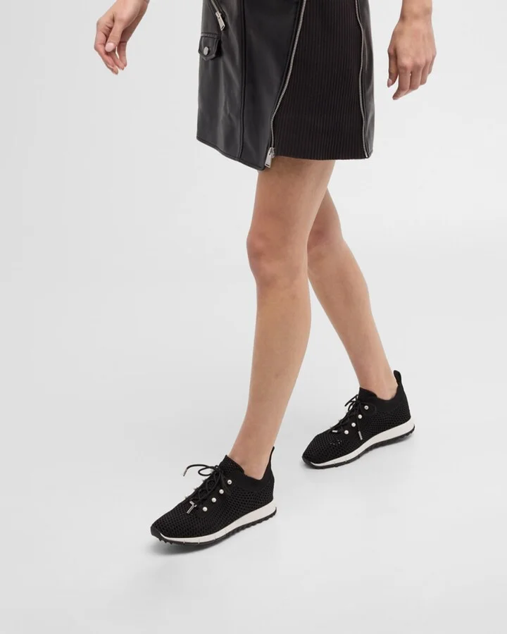 Veles Knit Pearly Lace-Up Sneakers - Image 4
