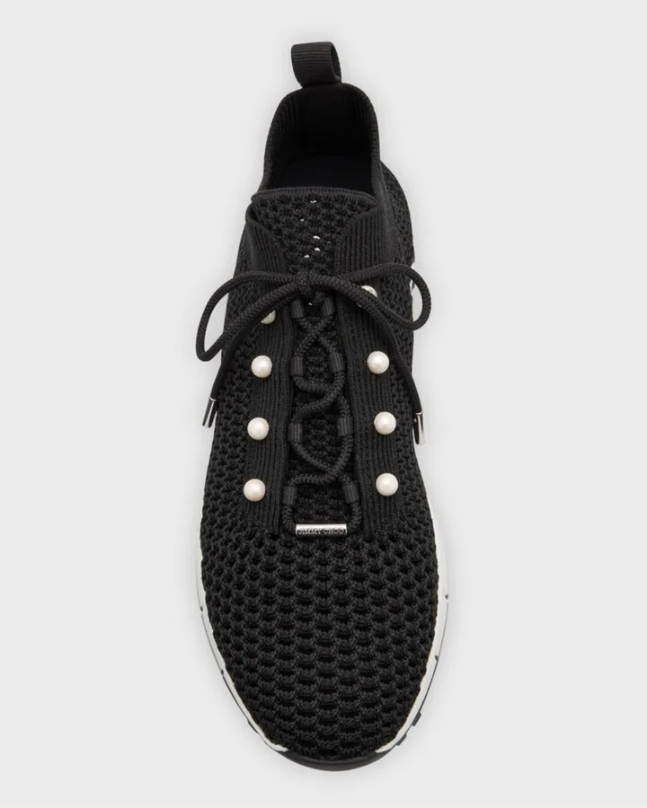 Veles Knit Pearly Lace-Up Sneakers - Image 5