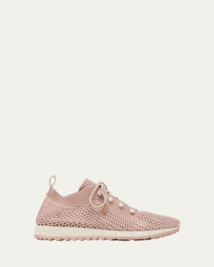 Veles Knit Pearly Lace-Up Sneakers
