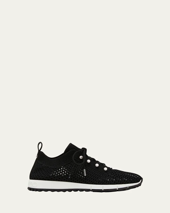 Veles Knit Pearly Lace-Up Sneakers