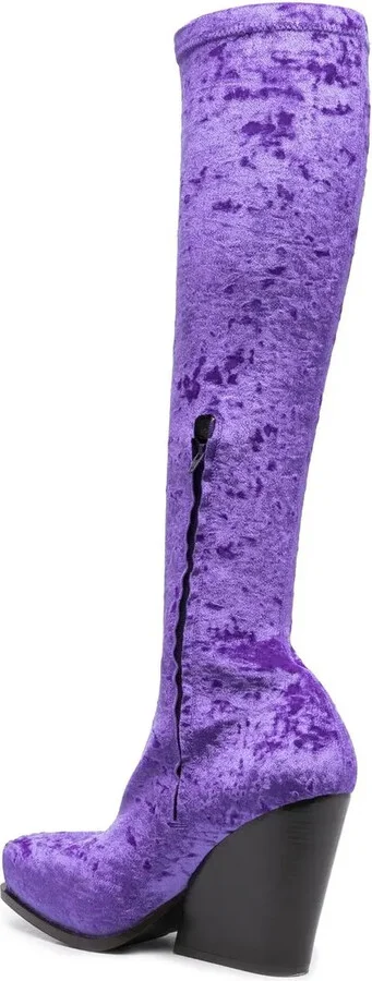 Velour Knee-High Boots - Image 3